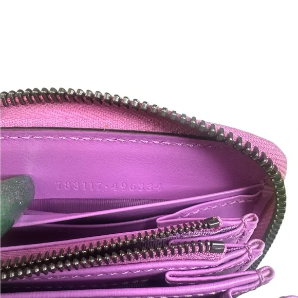 GUCCI Calfskin GG Supreme Monogram GG Marmont Zip Around Wallet Lilac - Picture 10 of 11